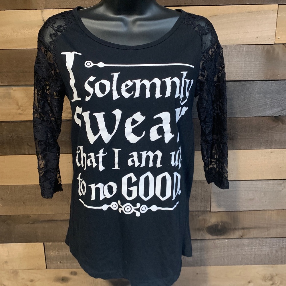 Juniors Harry Potter lace sleeve shirt
